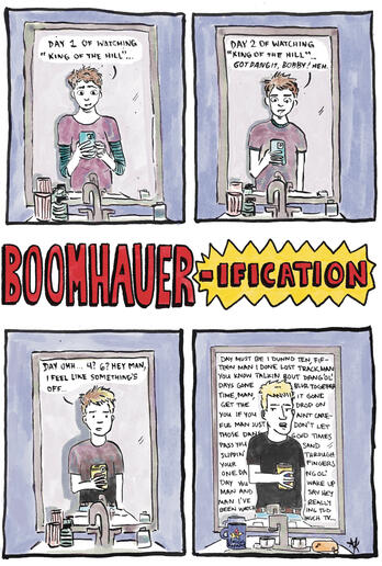 Boomhauer-ification, published in Zine of the Hill 2026